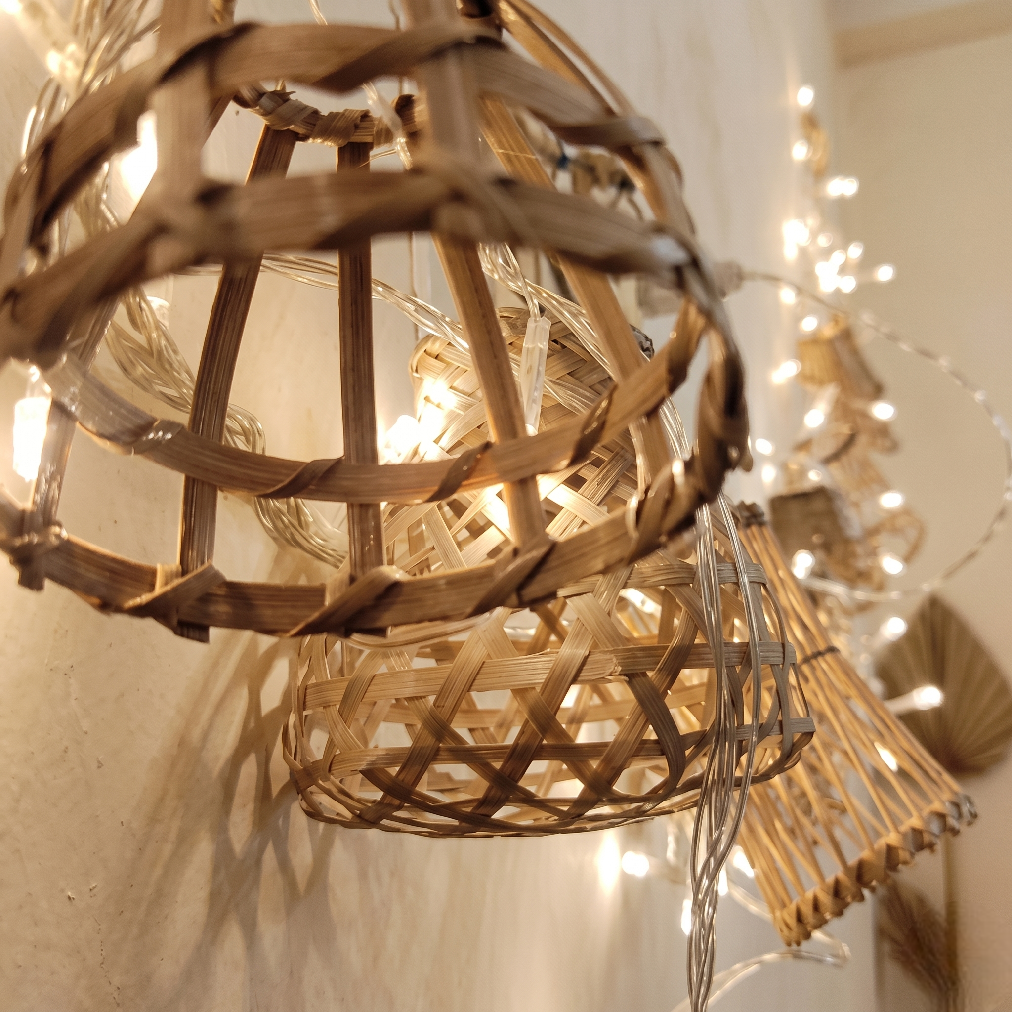 Shoilpik Handmade Miniature Bamboo Basket Wall Garland