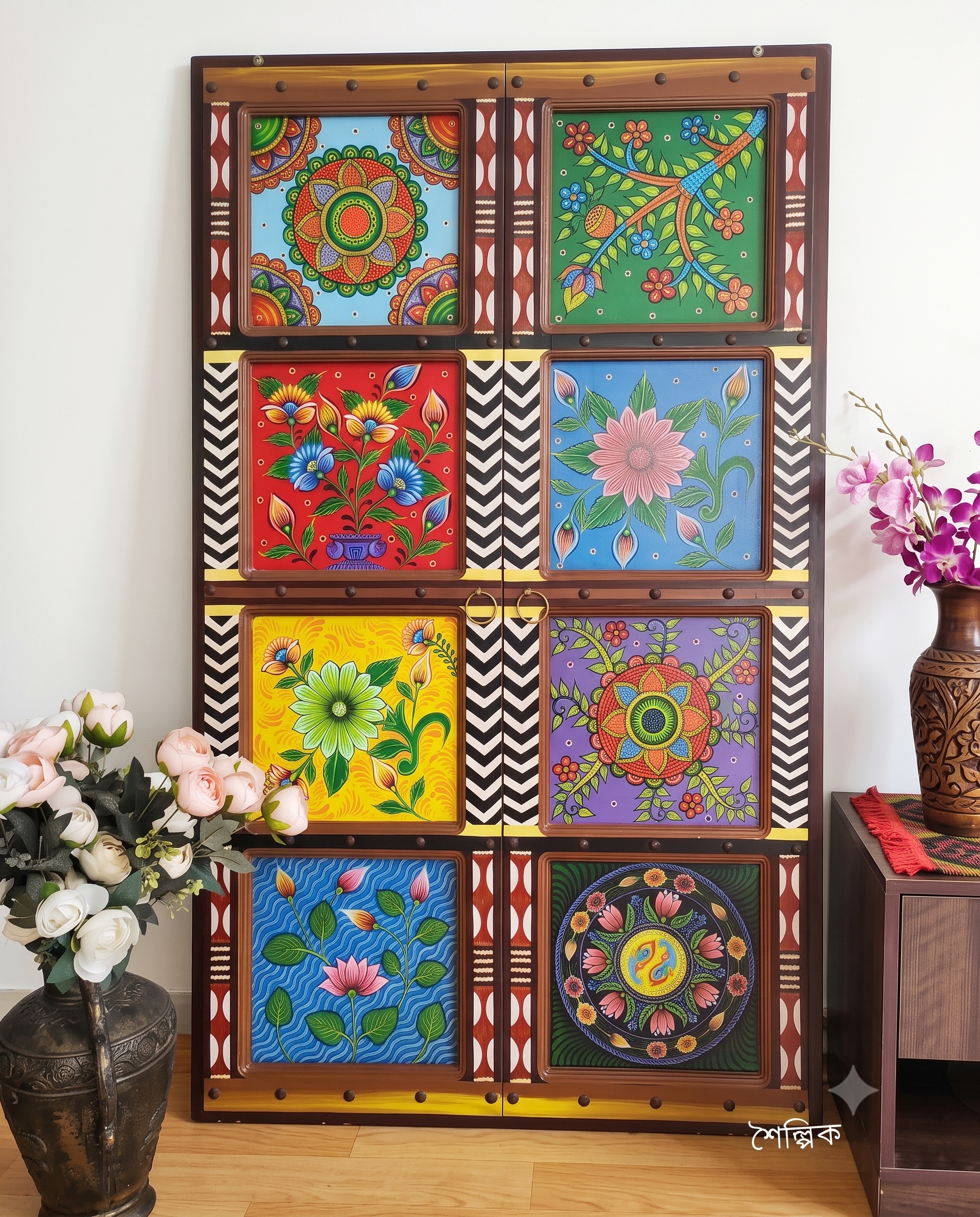 Shoilpik Hand-Painted Heritage Rickshaw Art Wooden Panel