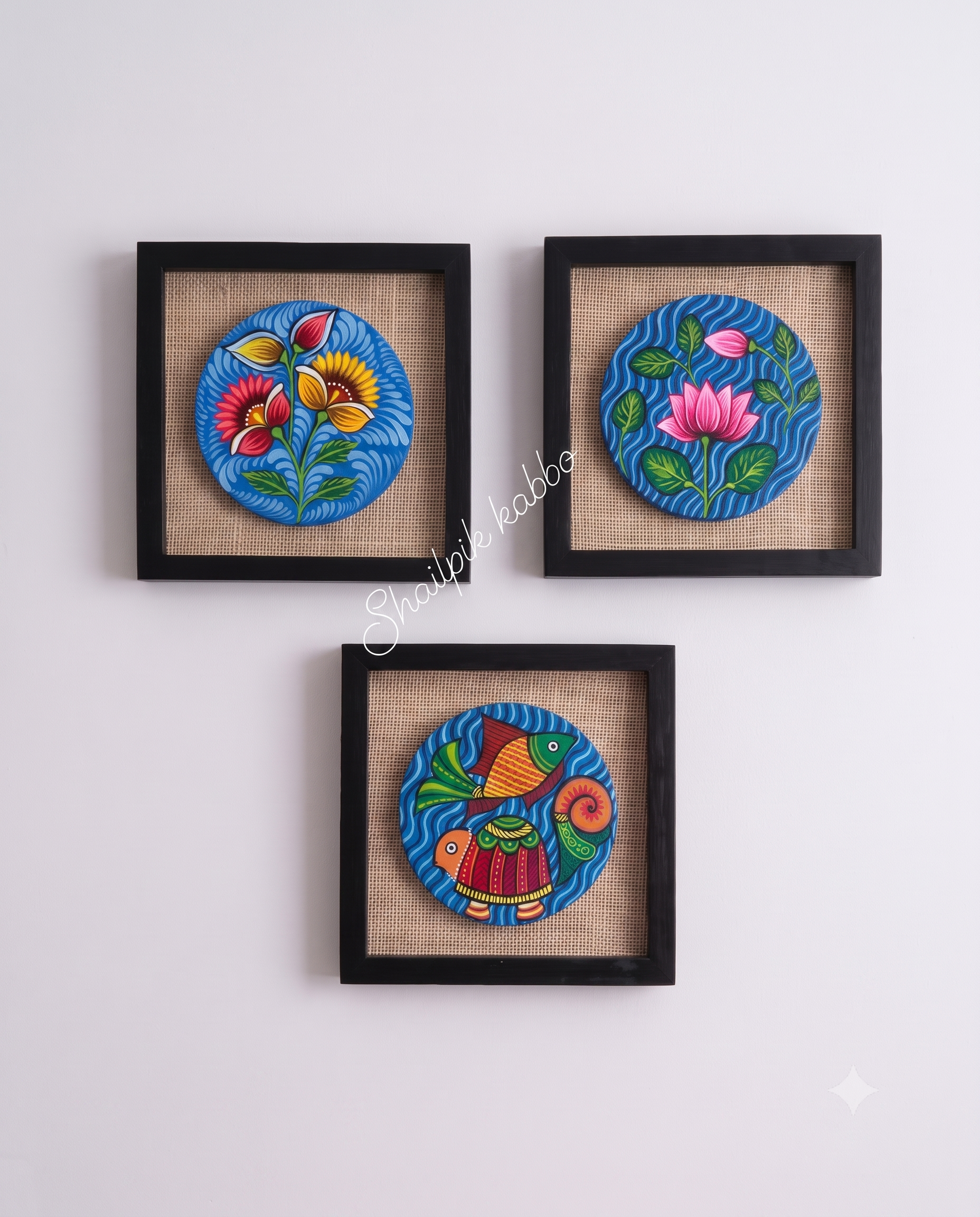 Shoilpik Kabbo Gallery Set – Hand-Painted Cultural Wall Accents (Set of 2)